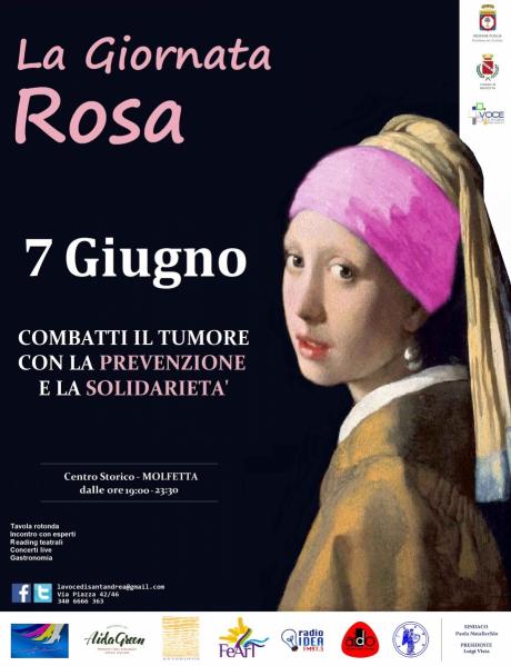 “La Giornata Rosa” . Molfetta si tinge di Rosa Il 7 giugno la giornata sulla prevenzione dei tumori femminili nel centro storico