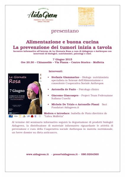 Alimentazione e buona cucina. La prevenzione dei tumori inizia a tavola.