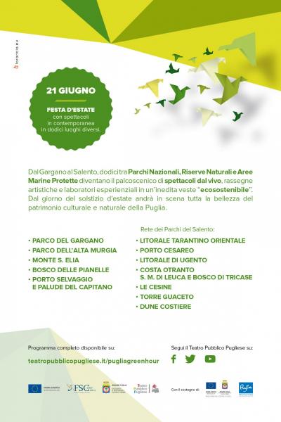 Rassegna teatrale sotto le stelle nel Parco Costiero con “Puglia Green Hour 2015”.
