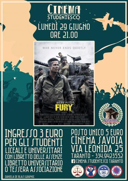 "Fury" in rassegna al Cinema Savoia