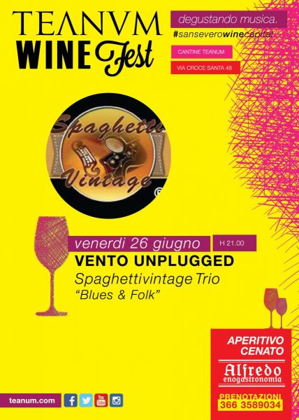 Teanum Wine Fest: il 26 Giugno, Rock, Blues e Folk con Gli Spaghettivintage Trio
