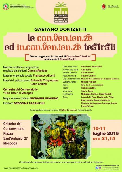 L'opera al Conservatorio: "le Convenienze e Inconvenienze Teatrali" di Donizetti