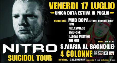 Nitro live venerdì 17 luglio alle Quattro Colonne di Santa Maria al Bagno (LE)