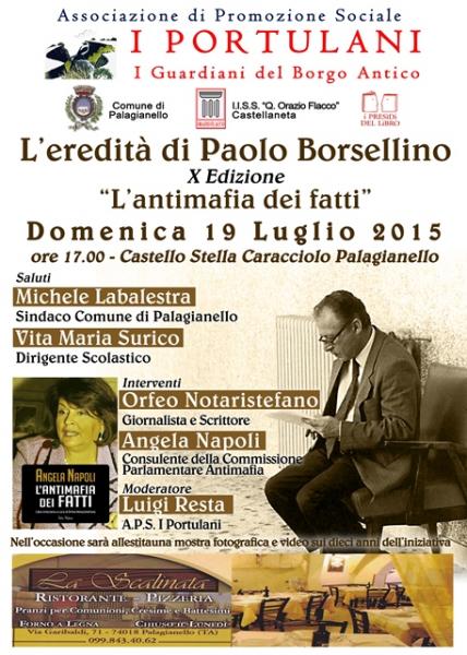 X edizione de “L’eredità di Paolo Borsellino”