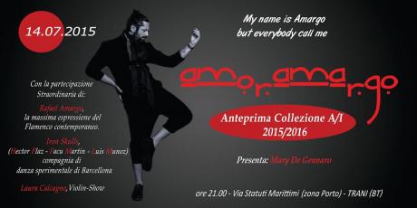 AMORAMARGO-Anteprima nazionale della collezione moda A/I 2015 del ballerino di flamenco Rafael Amargo e del creative designer Riccardo Di Matteo.