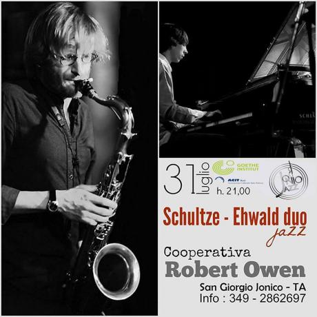 Schultze Ehwald Duo, piano e sax, serata jazz alla Cooperativa Robert Owen