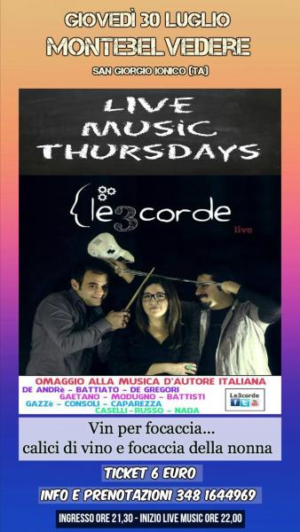 Vin per focaccia: evento enogastronomico musicale - Live music Le tre corde