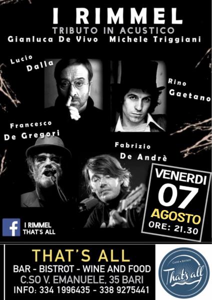 I Rimmel: Tributo in Acustico a Fabrizio de Andre' - Lucio Dalla - de Gregori - Rino Gaetano