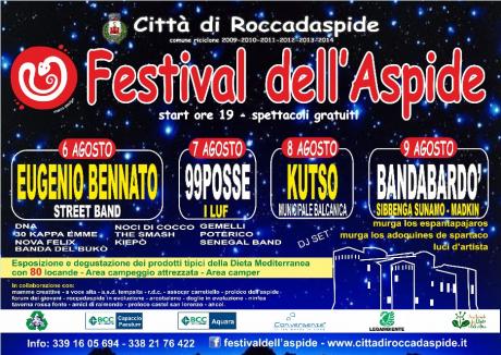 Festival dell'Aspide: Eugenio Bennato, 99 Posse, Bandabardò e tanti altri