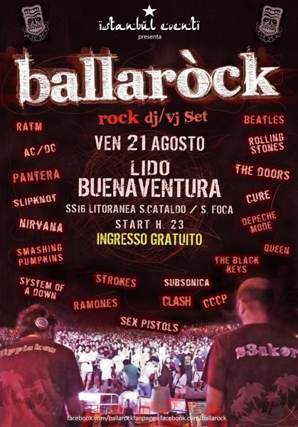 BALLAROCK  a Lido Buenaventura, Venerdi 21.
