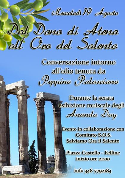 Dal Dono di Atena all'Oro del Salento conversazione sull'olio a Felline