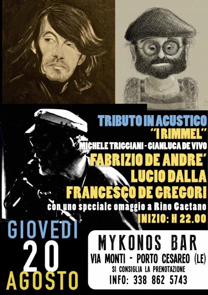 Tributo in Acustico a Fabrizio de Andre'-degregori-luciodalla-rinogaetano al Mikonos Bar (Porto Cesareo)