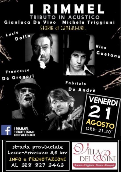 Tributo in Acustico a Fabrizio de Andre'-degregori-luciodalla-rinogaetano a  Villa Dei Pini (Lecce)