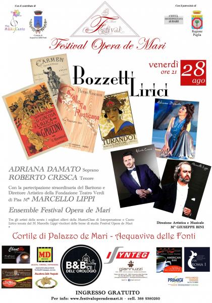 Festival Opera de Mari, venerdì 28 agosto "Bozzetti Lirici" ad Acquaviva delle Fonti