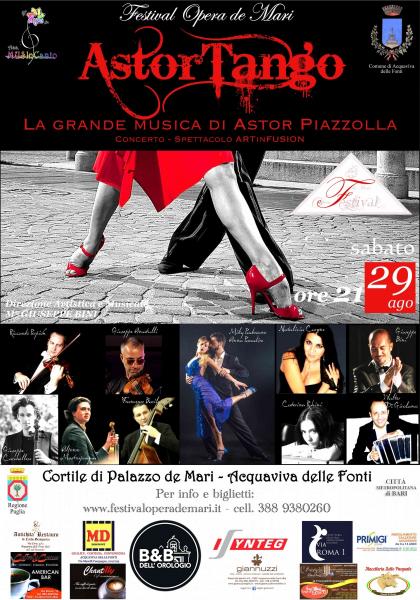 Festival Opera de Mari, sabato 29 agosto Astor Tango ad Acquaviva delle Fonti
