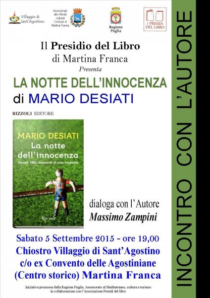 "La notte dell'innocenza" Massimo Zampini dialoga con l'autore Mario Desiati