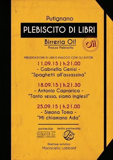 Per la rassegna "Plebiscito di libri", presentazione del libro "Spaghetti all'assassina"