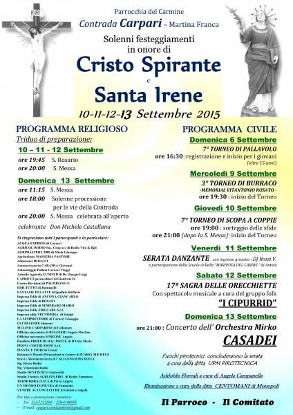 Festa Contrada Carpari in onore di Cristo Spirante e Santa Irene
