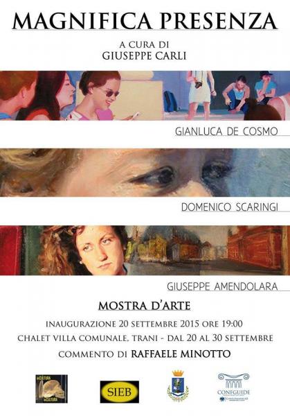 Arte, continuano gli appuntamenti culturali dell'estate Tranese: dal 20 al 30 settembre, "Magnifica presenza", la collettiva sulla bellezza