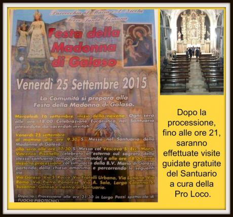 Festa della Madonna di Galaso/Visite guidate gratuite del santuario
