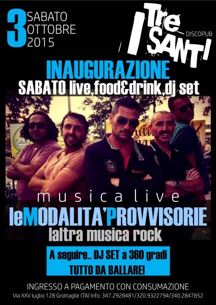 Inaugurazione Sabato live Music +  dj Set