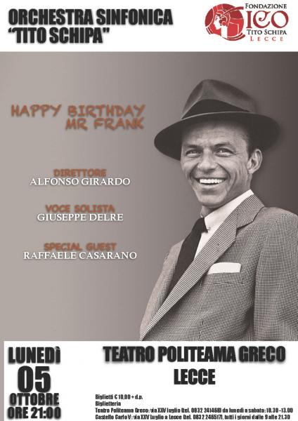 Happy Birthday Mr. Frank! i grandi successi di Frank Sinatra nel centenario della nascita.