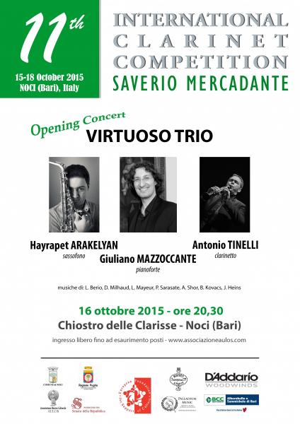 VIRTUOSO TRIO Antonio TINELLI (clarinetto) Hayrapet ARAKELYAN (sax) Giuliano MAZZOCCANTE (pianoforte)