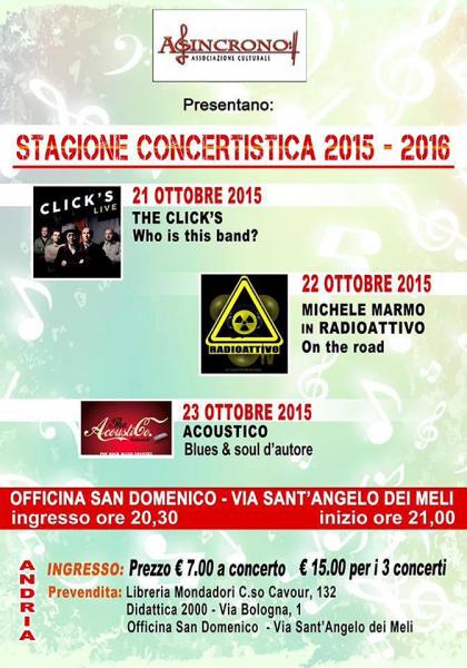 Asincrono presenta: Stagione concertistica 2015-2016 dal 21 al 23 Ottobre