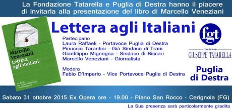 "Lettera agli italiani" di Marcello Veneziani a Cerignola
