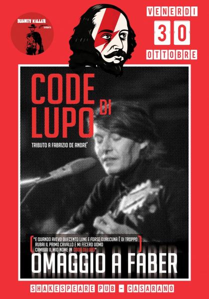 CODE DI LUPO (tributo a De Andrè) - live at The Shakespeare Pub, Casarano