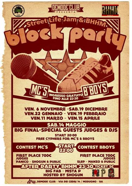 Venerdì 6 Novembre al Demodè prima tappa Block Party: contest Hip Hop per B-Boys e Mc’s