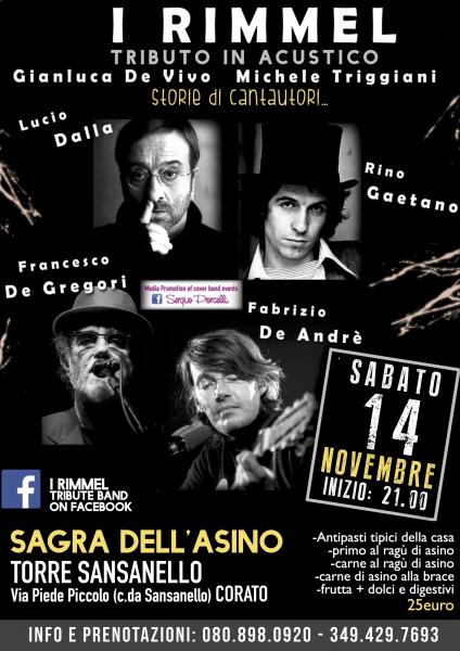 TRIBUTO IN ACUSTICO A FRANCESCO DE GREGORI-FABRIZIO DE ANDRE'-LUCIO DALLA E RINO GAETANO alla Sagra dell'asino (corato)