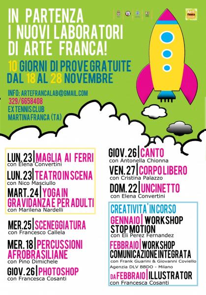 In partenza i nuovi corsi di Arte Franca! 7 giorni di lezioni prova gratuite
