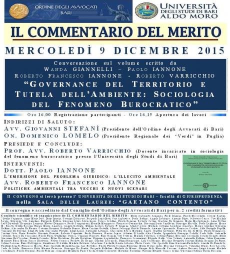 “Governance del territorio e tutela dell’ambiente: sociologia del fenomeno burocratico. Il Prof. Roberto Varricchio unitamente al Dott. Paolo Iannone e all’Avv. Roberto Francesco Iannone presentano il loro libro.”