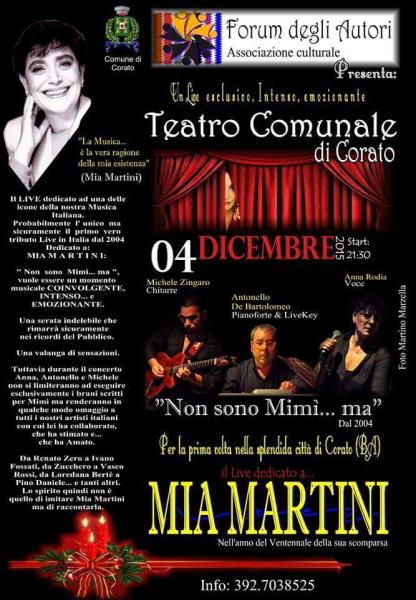 Corato Omaggia MIA MARTINI con: Non sono Mimì... ma, il Live dedicato a Mia Martini