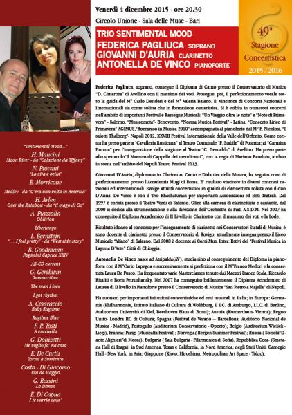 Storico  Ente Morale        “ IL CORETTO “          Stagione Concertistica 2015/16 prossimi eventi  in cartellone