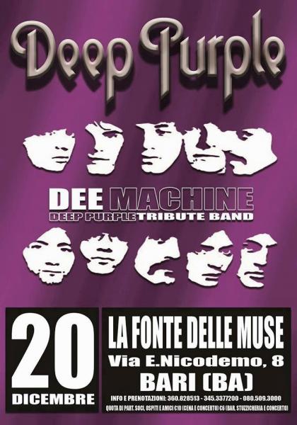 GRAN CONCERTO di Musica Rock con la Cover Band dei DEEP PURPLE "DEE MACHINE tibute" alla FONTE DELLE MUSE di Bari.