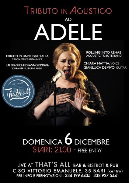Adele Acoustc Tribute - Rolling Into Rehab al That's All (Bari)