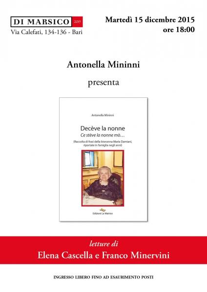 "Decève la nonne" Presentazione animata del libro di Antonella Mininni - Letture a cura di Elena Cascella e Franco Minervini