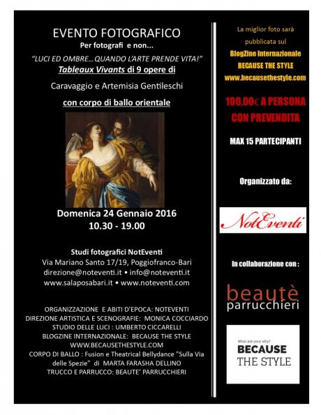 Evento fotografico - Tableaux Vivants Caravaggio e Gentileschi