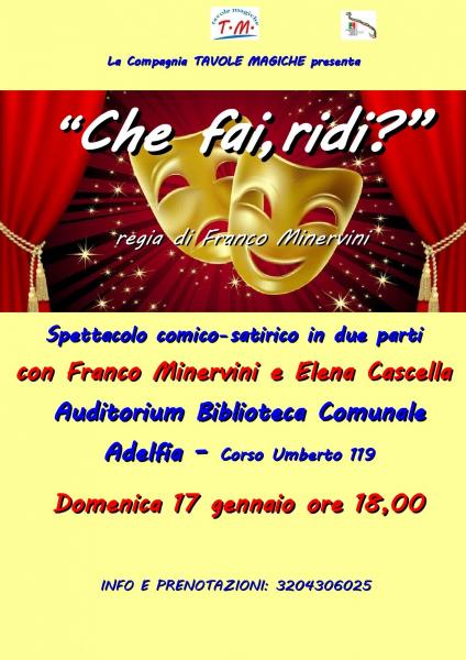 "CHE FAI, RIDI? HUMOUR BY NIGHT" - Spettacolo comico-satirico in due parti
