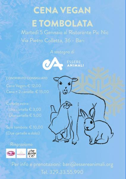 Cena Vegan e Tombolata per gli animali