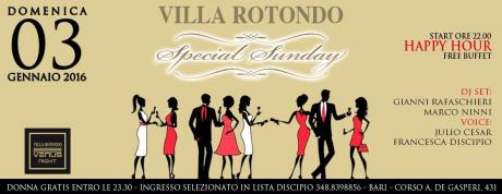 Domenica 3 Gennaio 2016 HAPPY HOUR a Villa Rotondo / Ingresso in lista DISCIPIO