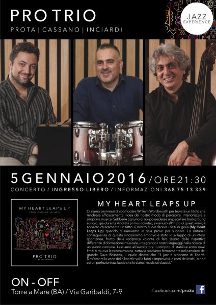 PROTRIO in concerto presso l'ON-OFF con il nuovo album MY HEART LEAPS UP