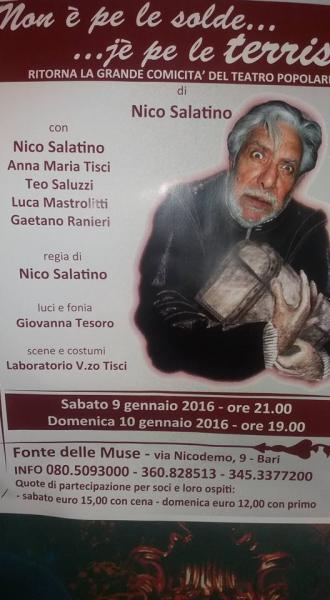 NICO SALATINO & Company con "NON E' PE LE SOLDE...JE PE LE TERRISE!"