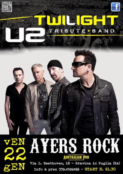 I Twilight U2 Tribute Band in concerto all'Ayers Rock Pub