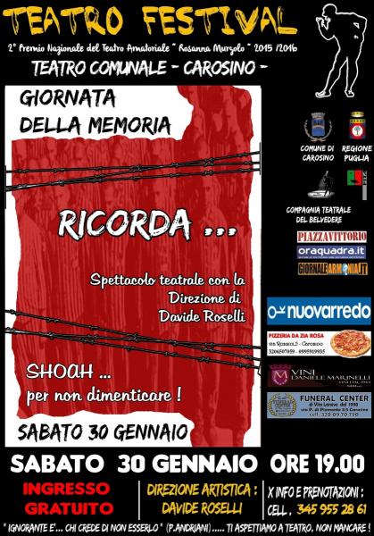 Teatro Festival: "Ricorda..."- Giornata della Memoria