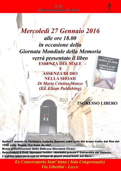 Presentazione del libro ‘Essenza del male e assenza di Dio nella Shoah’ di Cristina Manzo