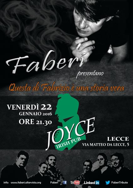 Al Joyce Irish Pub di Lecce il decennale tributo a Fabrizio De Andrè dei Faberi