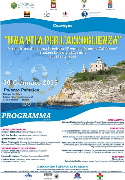 Una vita per l'Accoglienza: per il diritto a una degna sepoltura. Premio a Peppino Calabrese